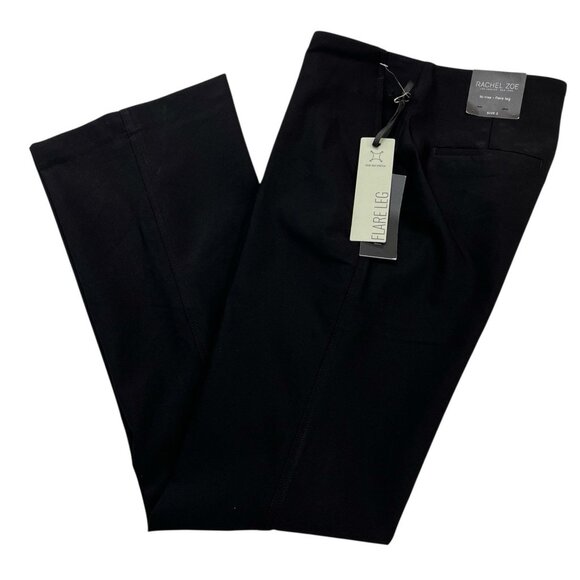 Rachel Zoe Pants Womens 2 Black High Rise Flare Leg Jersey Knit Office Capsule - Picture 1 of 12